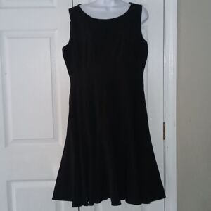 Calvin Klein black sleeveless flare business party simple dress Sz 12 EUC